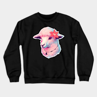 Sheep with a flower digital drawing Crewneck Sweatshirt